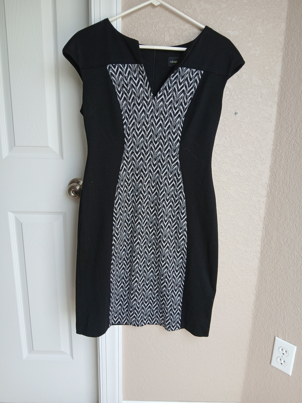 connected apparel Black Dress with Gray Chevron Panel